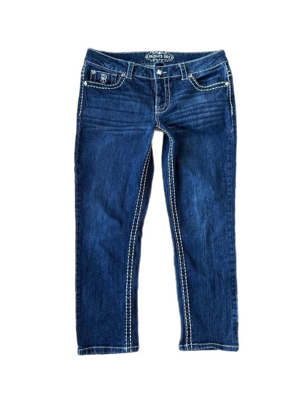 Paisley Sky Low Rise Straight Leg Capri Jeans – Size 10